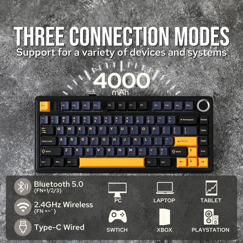 EPOMAKER Aula F75 Mechanikus Gamer Billentyűzet 75% Hot Swap RGB Bluetooth Vezeték Nélküli