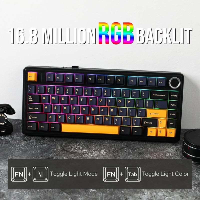 EPOMAKER Aula F75 Mechanikus Gamer Billentyűzet 75% Hot Swap RGB Bluetooth Vezeték Nélküli