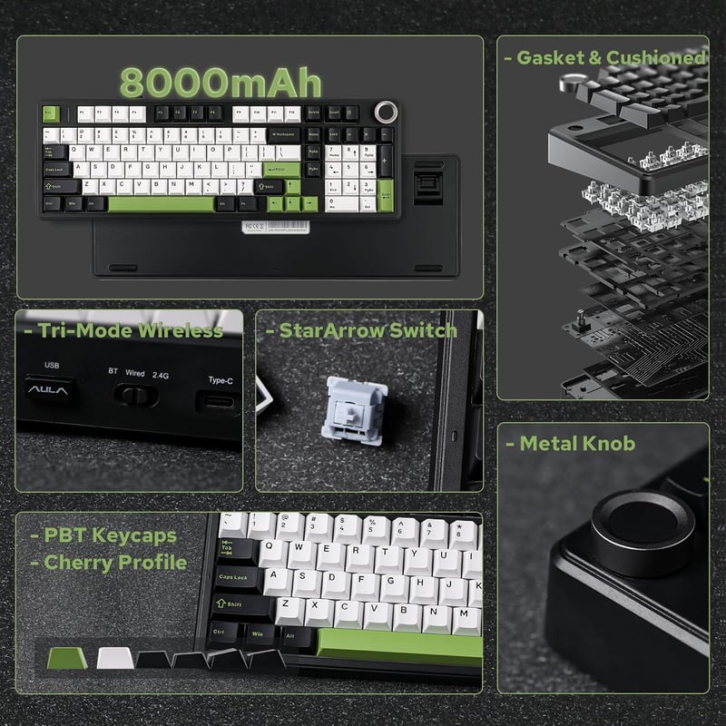EPOMAKER Aula F99 PRO Mechanikus Gaming Billentyűzet RGB, Hot-Swap, Vezeték Nélküli