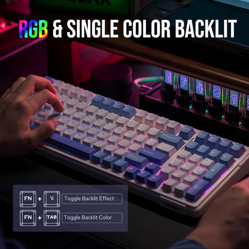 EPOMAKER Aula F99 Wireless Mechanikus Billentyűzet RGB Gamer Lila Bluetooth