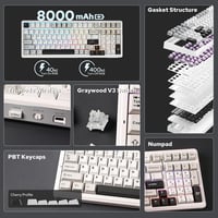 EPOMAKER Aula F99 Wireless Mechanikus Billentyűzet RGB Gamer Bluetooth Szürke 2