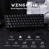 EPOMAKER Aula WIN60 HE 60% Vezetékes Mechanikus Billentyűzet Hall Effect Kapcsolóval, 8000 Hz Polling Rate, Hot Swap, FPS Játékokhoz - black 2