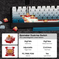 EPOMAKER G84 HE Wireless Gaming Billentyűzet 8K Polling Hall Effect Kapcsolóval 7