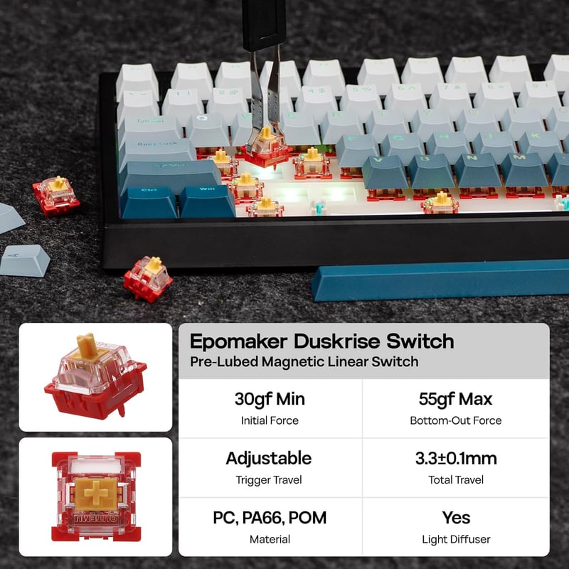 EPOMAKER G84 HE Wireless Gaming Billentyűzet 8K Polling Hall Effect Kapcsolóval