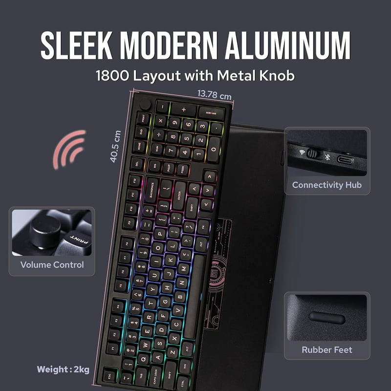 EPOMAKER Galaxy100 Mechanikus Gamer Billentyűzet Numpad, Vezeték Nélküli, Hot Swap, Fekete