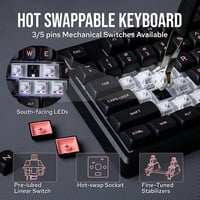 EPOMAKER Galaxy100 Mechanikus Gamer Billentyűzet Numpad, Vezeték Nélküli, Hot Swap, Fekete 6