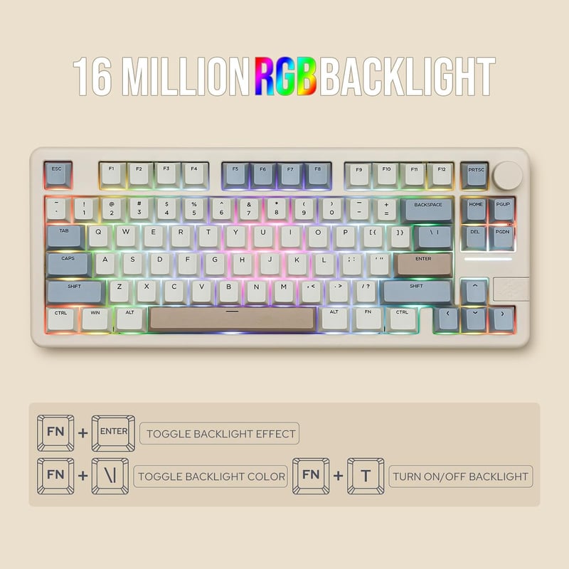 EPOMAKER Galaxy70 Aluminium Mechanikus Gaming Billentyűzet 75% Wireless Bluetooth RGB