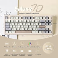 EPOMAKER Galaxy70 Aluminium Mechanikus Gaming Billentyűzet 75% Wireless Bluetooth RGB 2