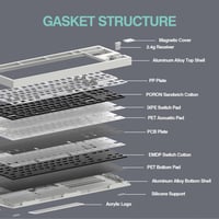 EPOMAKER Galaxy80 Wireless Mechanikus Gamer Billentyűzet Alumínium Gasket Hot-Swap Fekete 6