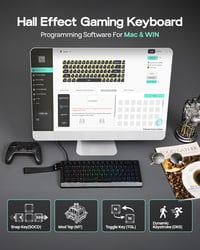 EPOMAKER HE68 Lite Hall Effect Gaming Billentyűzet 8K Polling Fekete 4