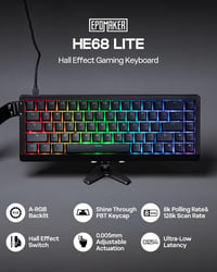 EPOMAKER HE68 Lite Hall Effect Gaming Billentyűzet 8K Polling Fekete 2