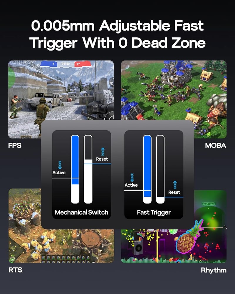 EPOMAKER HE68 Lite Hall Effect Gaming Billentyűzet 8K Polling Fekete