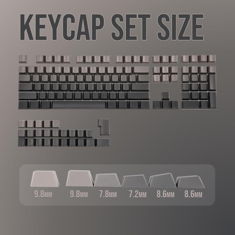 EPOMAKER Ombre 133 Billentyű PBT Keycap szett Cherry profil ISO QWERTY füstszürke