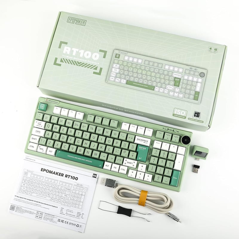 EPOMAKER RT100 97 gombos mechanikus gaming billentyűzet, ISO UK, 3 módú, 5000 mAh