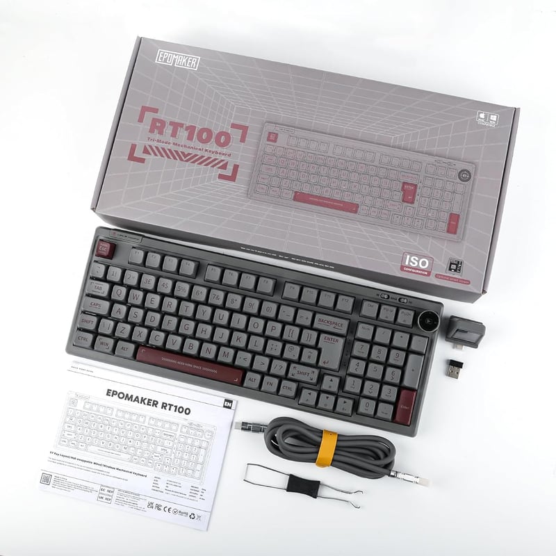 EPOMAKER RT100 97 gombos mechanikus gaming billentyűzet, Wisteria Linear, 5000 mAh