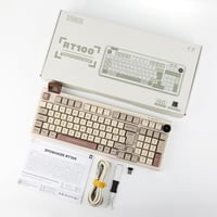 EPOMAKER RT100 98 gombos mechanikus gaming billentyűzet, ISO UK, vezeték nélküli, Bluetooth, USB, hot-swap, 5000 mAh, retro fehér 7
