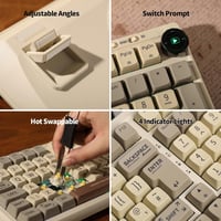 EPOMAKER RT100 98 gombos mechanikus gaming billentyűzet, ISO UK, vezeték nélküli, Bluetooth, USB, hot-swap, 5000 mAh, retro fehér 6