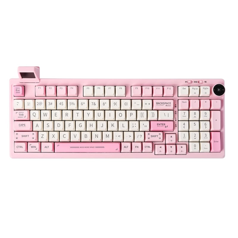 EPOMAKER RT100 mehanička tipkovnica, Bluetooth/2.4G/USB, Hot Swap, RGB, Flamingo prekidači - roza