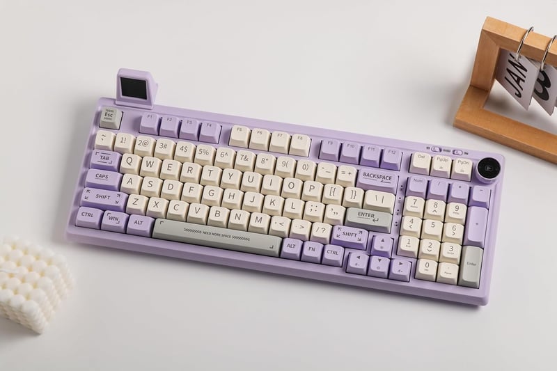 EPOMAKER RT100 Mechanikus Billentyűzet Bluetooth/USB RGB Forgókapcsoló Lila