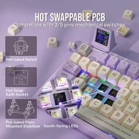 EPOMAKER RT100 Mechanikus Billentyűzet Bluetooth/USB RGB Forgókapcsoló Lila 5
