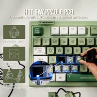 EPOMAKER RT100 Mechanikus Billentyűzet Gamer RGB Bluetooth USB Forgatógomb Hot Swap Zöld 5