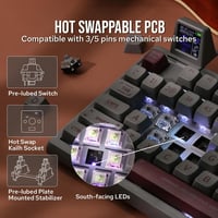 EPOMAKER RT100 Mechanikus Billentyűzet Bluetooth/USB, Forgatógomb, Hot Swap, RGB, 5000mAh 4
