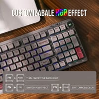 EPOMAKER RT100 Mechanikus Billentyűzet Bluetooth/USB, Forgatógomb, Hot Swap, RGB, 5000mAh 6