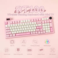 EPOMAKER RT100 Mechanikus Billentyűzet RGB, Bluetooth/USB, Hot Swap, Forgó Gomb, Rózsaszín 2