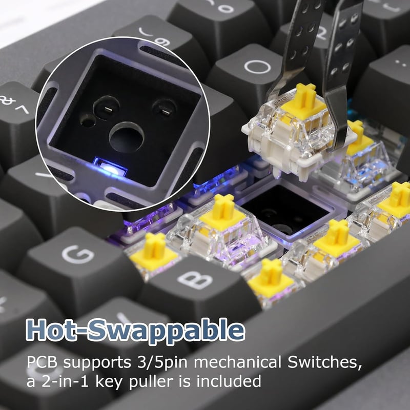 EPOMAKER Shadow-X Mechanikus Billentyűzet Vezetékes/Bluetooth/Wireless, Kijelzővel, Hot Swap, Gateron Pro Yellow