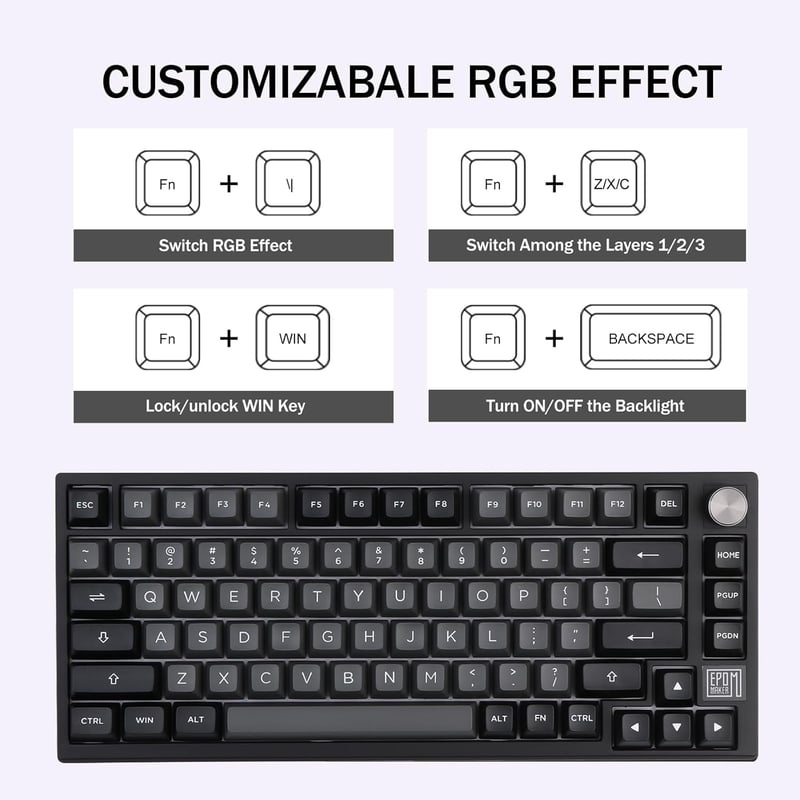 EPOMAKER TH80 SE Wireless Mechanikus Billentyűzet RGB, Hot-Swap, Gaming Gamer PC Mac