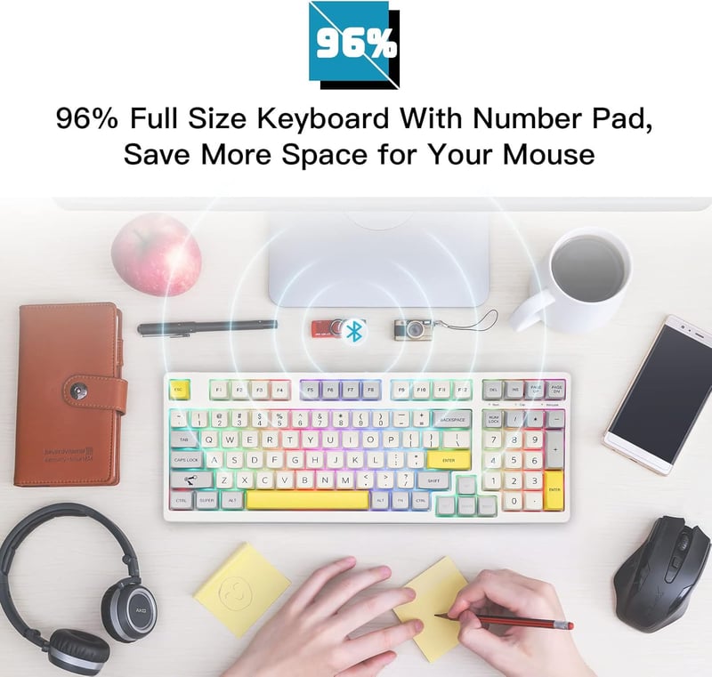 EPOMAKER TH98 96% Mechanikus Gaming Billentyűzet RGB, Hotswap, Bluetooth/2.4GHz/Vezetékes
