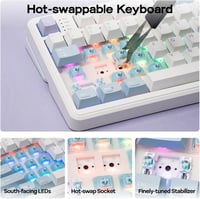EPOMAKER TH99 PRO 96% Mechanikus Billentyűzet Kijelzővel, RGB, Vezeték Nélküli, Hot Swap, Fehér 8