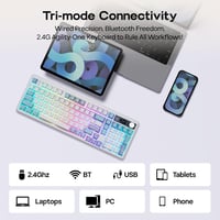 EPOMAKER TH99 PRO 96% Mechanikus Billentyűzet Kijelzővel, RGB, Vezeték Nélküli, Hot Swap, Fehér 5