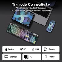 EPOMAKER TH99 PRO 96% Mechanikus Gamer Billentyűzet RGB LED, Vezeték Nélküli 2.4GHz Bluetooth, Hot Swap, Fekete 5