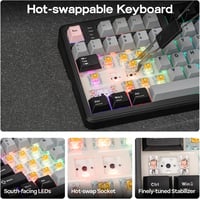 EPOMAKER TH99 PRO 96% Mechanikus Gamer Billentyűzet RGB LED, Vezeték Nélküli 2.4GHz Bluetooth, Hot Swap, Fekete 8
