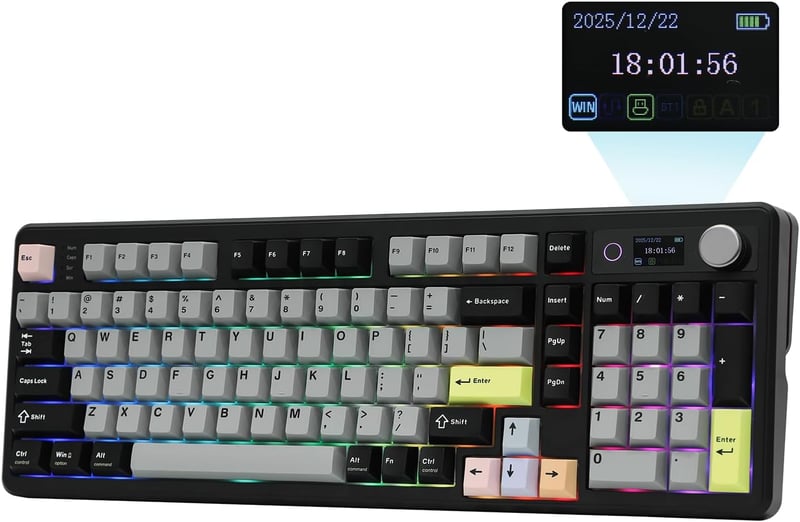 EPOMAKER TH99 PRO 96% Mechanikus Gamer Billentyűzet RGB LED, Vezeték Nélküli 2.4GHz Bluetooth, Hot Swap, Fekete
