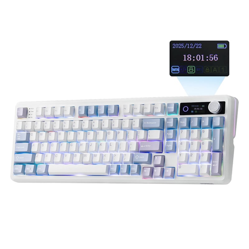 EPOMAKER TH99 PRO 96% bezdrôtová mechanická klávesnica, RGB, 10 000 mAh – biela