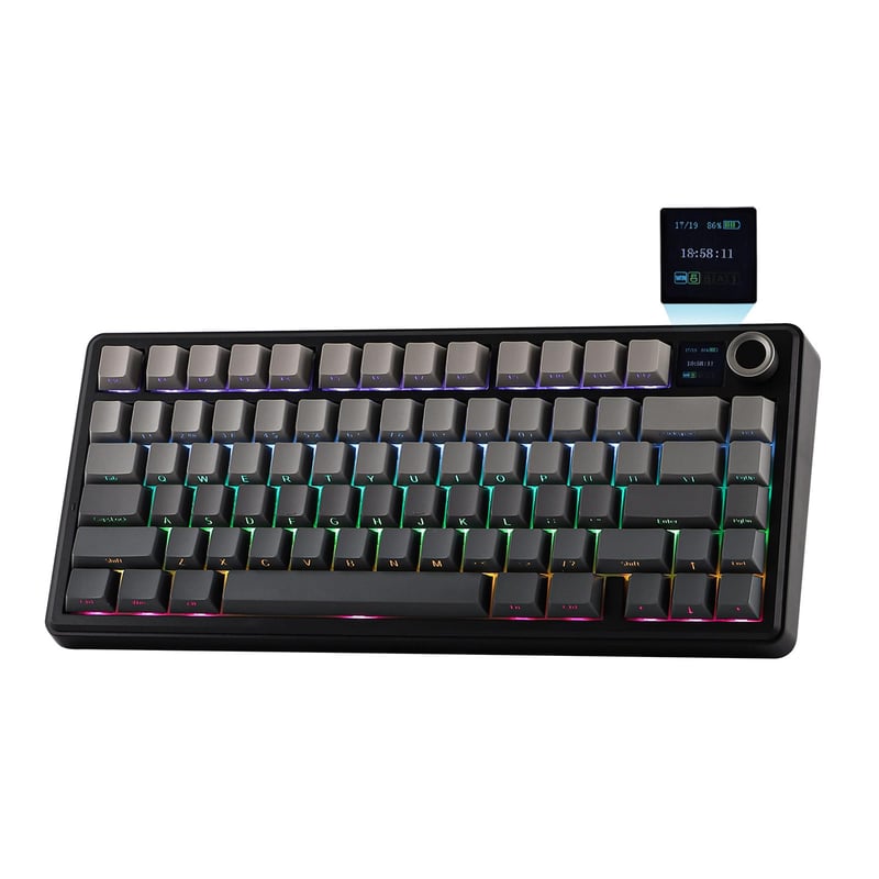 EPOMAKER x Aula F75 MAX 75% bežična mehanička gaming tipkovnica, TFT zaslon - crna