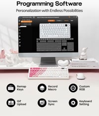 EPOMAKER X Aula F75 MAX Mechanikus Gaming Billentyűzet 75% TFT Kijelzővel Fehér-Rózsaszín 7