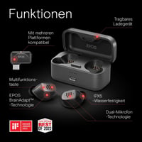 EPOS GTW 270 vezeték nélküli hibrid gaming fülhallgató, zárt, IPX5, 20 óra 2