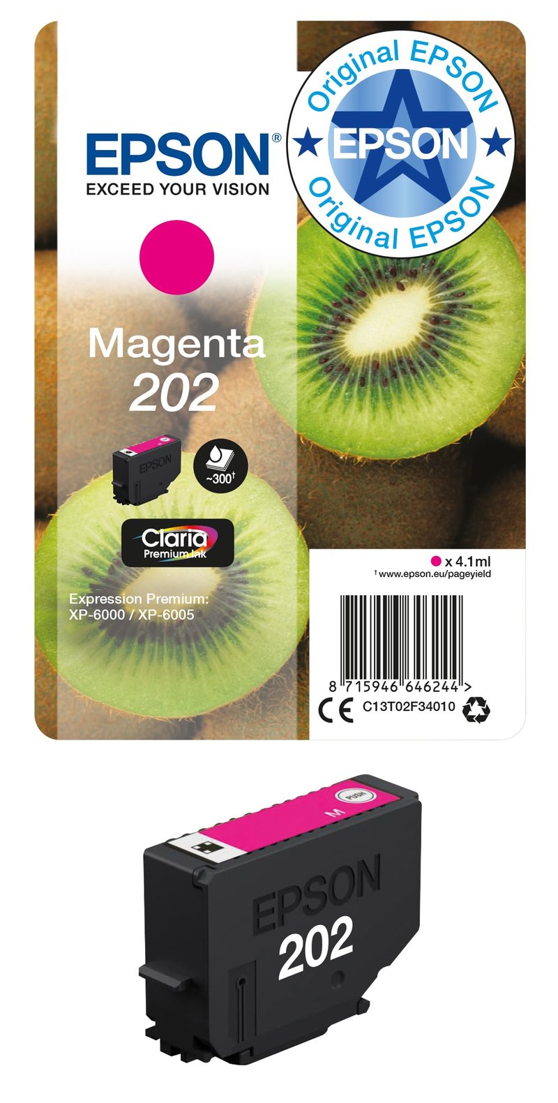 Originálna atramentová kazeta Epson 202 Magenta – balenie 1 ks, kompatibilná s Amazon Dash Replenishment