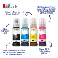 Originálne balenie atramentových náplní Epson EcoTank 104 – čierna, azúrová, purpurová, žltá – 4 ks, 65 ml 2
