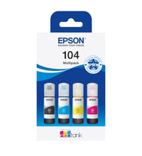 Originálne balenie atramentových náplní Epson EcoTank 104 – čierna, azúrová, purpurová, žltá – 4 ks, 65 ml 1