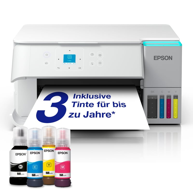 Multifunkčná atramentová tlačiareň Epson EcoTank ET-2956, biela, A4, Wi-Fi, AirPrint, obojstranná tlač, skenovanie, kopírovanie, 3 roky atramentu v balení