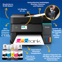 Imprimantă multifuncțională cu jet de cerneală Epson EcoTank ET-3950 - WiFi, A4, duplex, copiere, scanare, ecran LCD de 6,1 cm, ADF de 30 de coli, set de cerneală pentru 3 ani 3