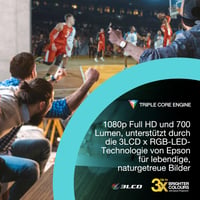 Videoproiector Smart portabil Epson Lifestudio Pop EF-61W, Full HD 1080p, sunet Bose, 700 lumeni, 3LCD, LED RGB, Google TV, diagonală proiecție 150 inchi 7