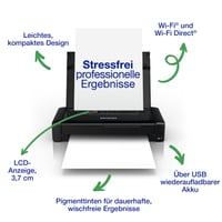 Prenosná atramentová tlačiareň Epson WorkForce WF-110W, A4, WiFi Direct, USB, vstavaná batéria, 1,6 kg, čierna 2