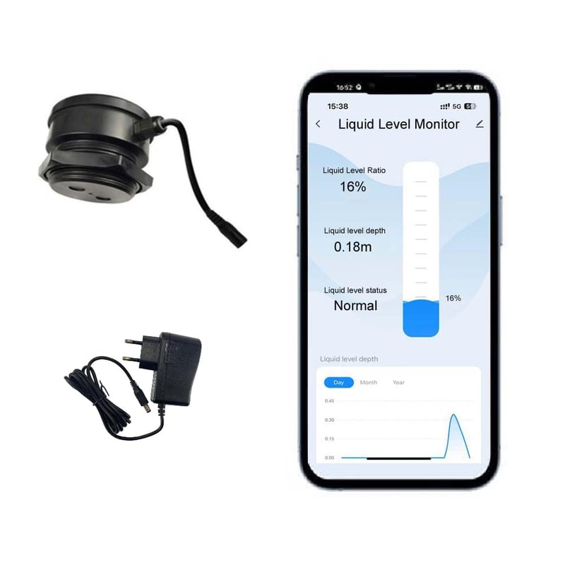 Controler cu senzor de nivel de lichid cu ultrasunete EPTTECH TLC2206 Tuya WiFi IP67 - negru