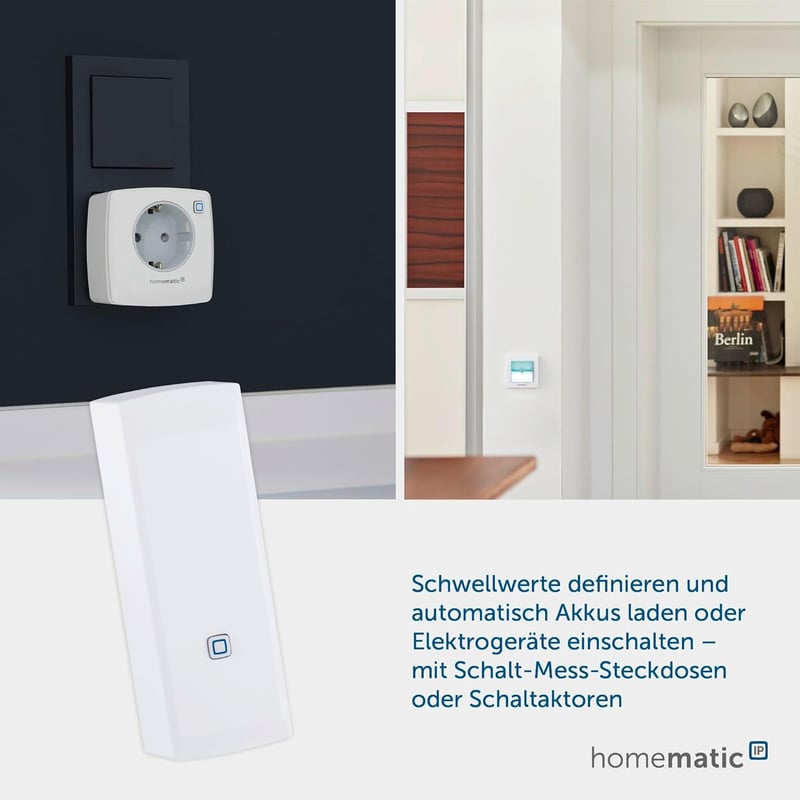 eQ-3 AG Homematic IP Okos Mérőóra Interfész - Energiafogyasztás Figyelő Otthoni Automatizáláshoz, Fekete, 2 AA Elemmel
