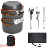 Set de gătit pentru camping ERBO, set de vase din aluminiu pentru camping, echipament de gătit pentru drumeții în aer liber 1